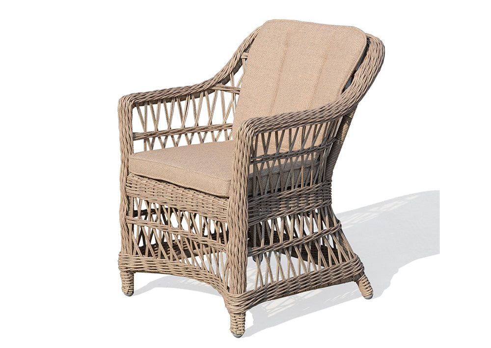 New England - chaise haute ronde en rotin synthétique naturel