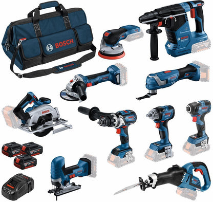 Bosch Blauw 10 Toolkit 18V | Combopack 3 x 5,0 Ah + chargeur