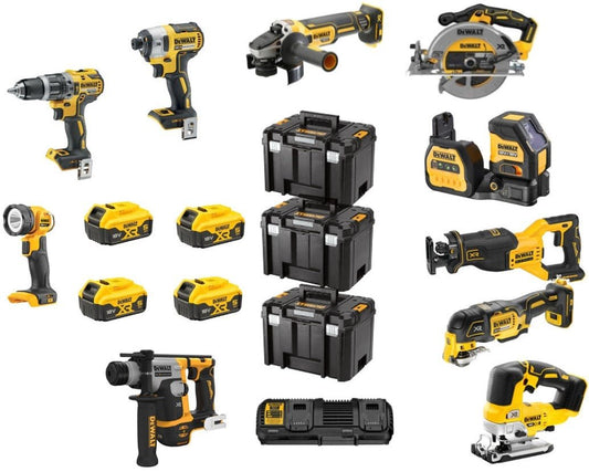 DeWalt DCK1012P4T-QW | Pack combiné 10 pièces | XR 18 Volt | 5,0 Ah | Li-Ion | 4 batteries – DCK1012P4T-QW